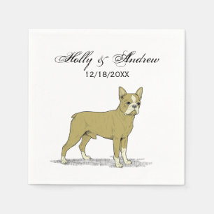 Serviette Jetable Bouledogue français stylisé vintage C