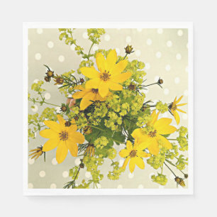 Serviette Jetable Bouquet d'été, Fleurs Jaunes Solaires