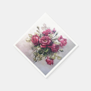 Serviette Jetable Bouquet rose de cru