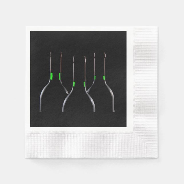 Serviette Jetable Bouteille de vin noir Coin Cocktail Papier Napkin (Devant)