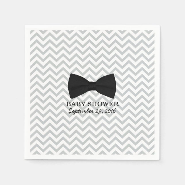 Serviette Jetable Bow Cravate Chevron Stripes Baby shower (Devant)