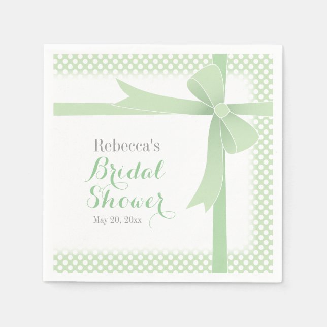 Serviette Jetable Bow vert Fête des mariées et ruban (Devant)