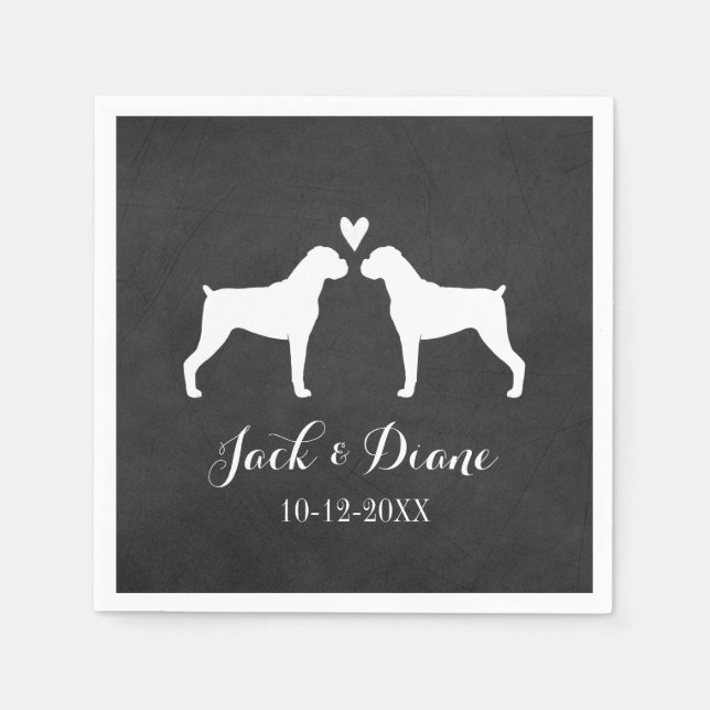 Serviette Jetable Boxer Chiens Mariage Couple avec texte personnalis (Devant)