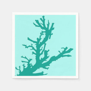 Serviette Jetable Branche de corail - turquoise et aqua