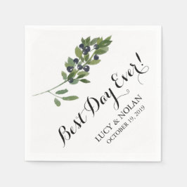 Serviette Jetable Branche d'olive aquarelle | Meilleur Jour Jamais !
