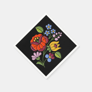 Serviette Jetable Broderie de Kalocsa - motif hongrois d'art