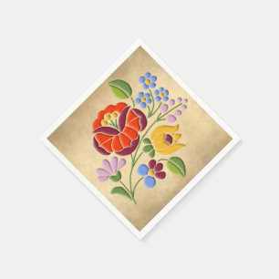 Serviette Jetable Broderie de Kalocsa - motif hongrois d'art