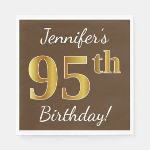 Serviette Jetable Brun, anniversaire d'or de Faux