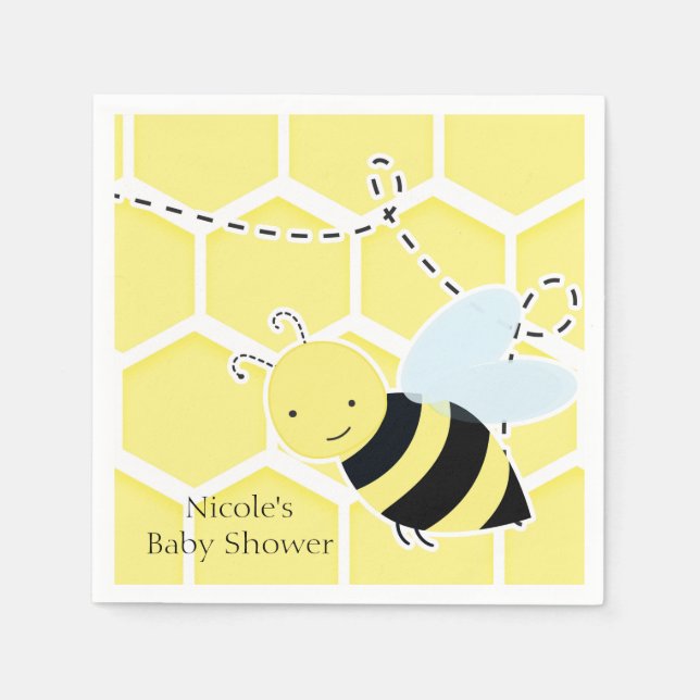 Serviette Jetable Bumble Bee Baby shower moderne Jaune & Noir (Devant)