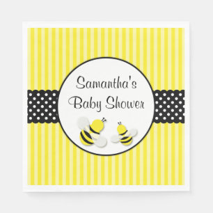 Serviette Jetable Bumble Bee rayé Baby shower Pois