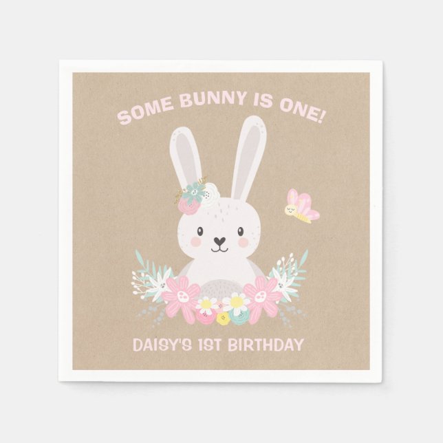 Serviette Jetable Bunny Anniversaire de fête Napkin un peu de lapin  (Devant)
