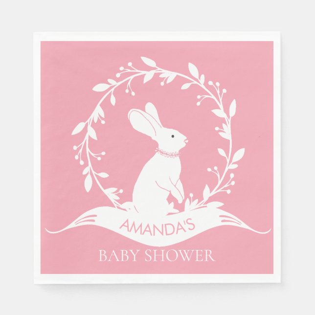 Serviette Jetable BUNNY Girls Baby shower Papier serviettes (Devant)