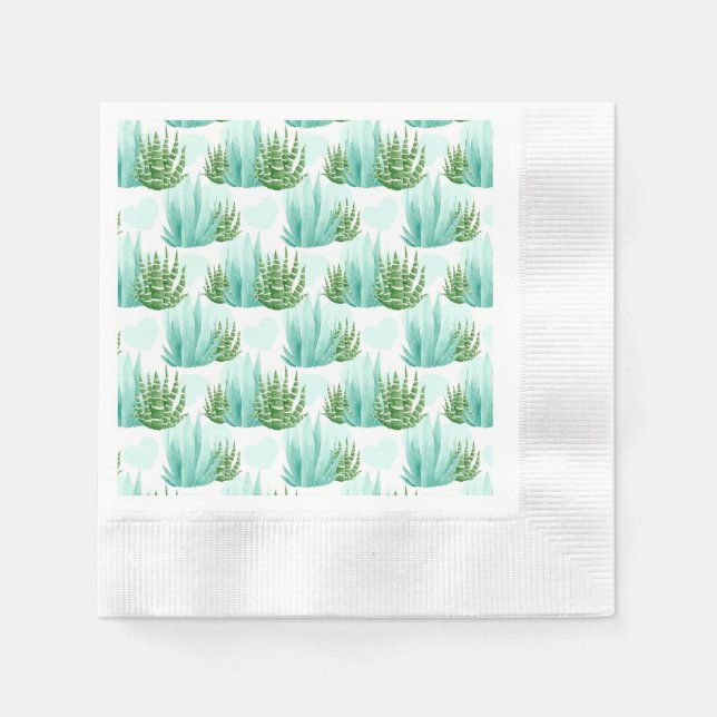 Serviette Jetable Cactus aquarelle motif serviettes (Devant)