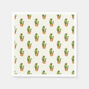 Serviette Jetable Cactus et Motif de point de polk Succulent