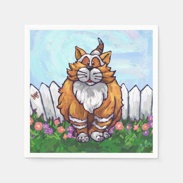 Serviette Jetable Cadeaux et accessoires de chats de gingembre (Devant)