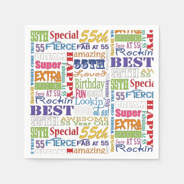 Serviette Jetable Cadeaux Uniques Et Spéciaux 55e Anniversaire (Devant)