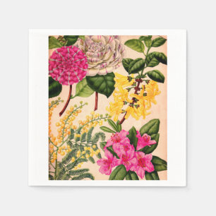 Serviette Jetable camélia, forsythie, rhododendron et acacia
