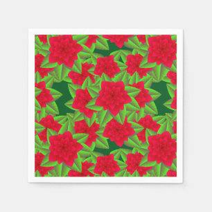 Serviette Jetable Camellias rouge foncé et Feuilles verts