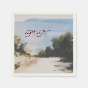 SERVIETTE JETABLE CAMPAGNE ENSOLEILLÉE DANS LE MONOGRAMME TOSCANE