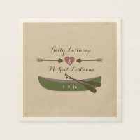 Canoë + Coeur Avec Flèches Mariage serviettes