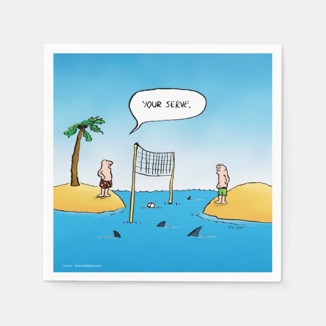 Serviette Jetable Caricature amusante de Shark Volleyball (Devant)