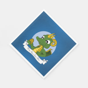 Serviette Jetable Caricature de dragon vert
