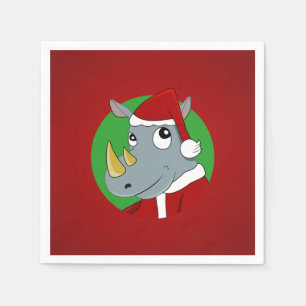 Serviette Jetable Caricature de rhinocéros de Noël