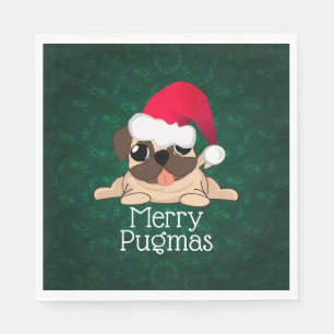 Serviette Jetable Carlin de Noël Chien Déjeuner Papier Napkins