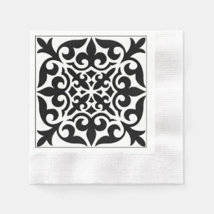 Serviette Jetable Carrelage marocain - blanc avec arrière - plan noi
