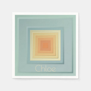 Serviette Jetable Carrés géométriques classiques (bleu clair et jaun