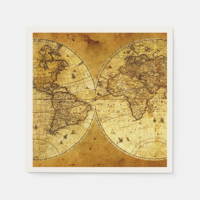 Serviette Jetable Carte du Vieux Monde (Devant)