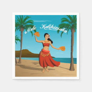 Serviette Jetable Carte postale vintage hawaïenne de Mele Kalikimak