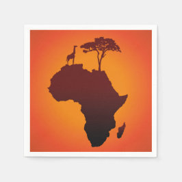 Serviette Jetable Carte Safari Africaine - Papier Napkin