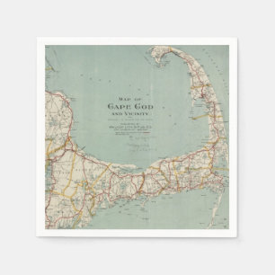 Serviette Jetable Carte vintage de Cape Cod (1917)