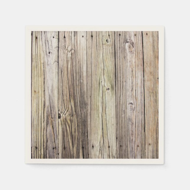 Serviette Jetable Cartes d'accueil en bois rustique patiné (Devant)