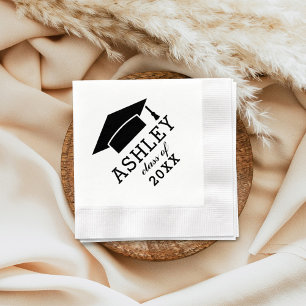 Serviette Jetable Casquette de remise des diplômes noire moderne Fêt