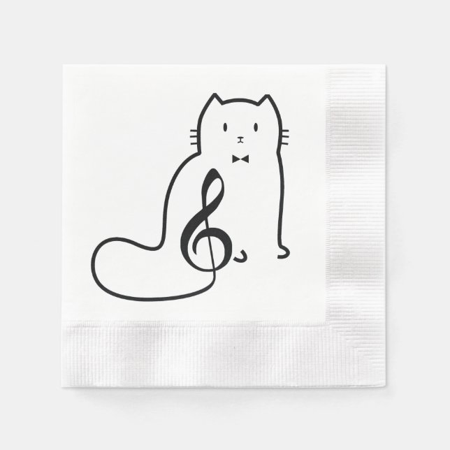 SERVIETTE JETABLE CAT ET MUSIQUE NOTE (Devant)