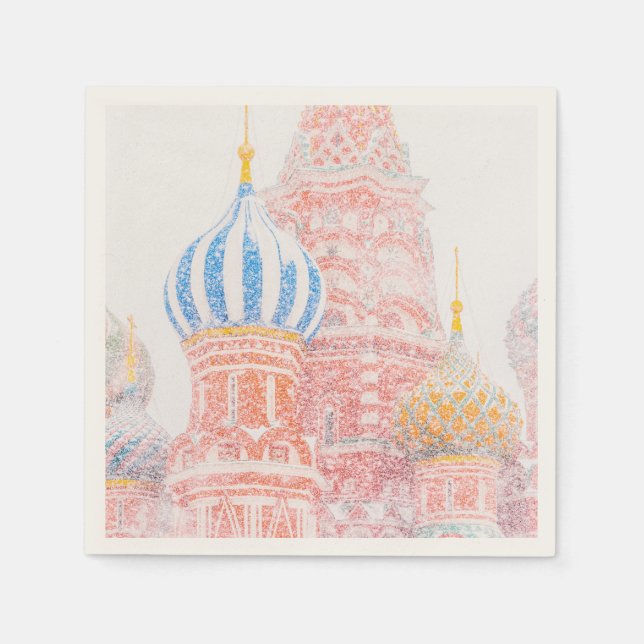 Serviette Jetable Cathédrale Saint-Basile en tempête de neige (Devant)