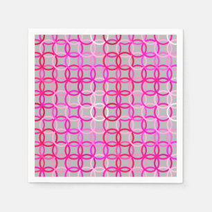 Serviette Jetable Cercles Modernes de milieu de siècle, rose, magent