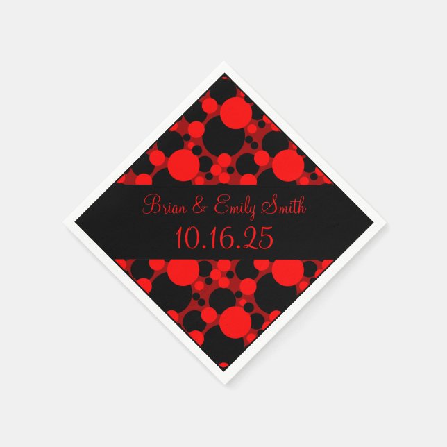 Serviette Jetable Cercles noirs rouges personnalisables serviettes e (Coin)