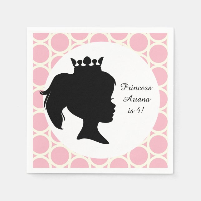 Serviette Jetable Cercles roses Princess Custom Birthday Paper Napki (Devant)