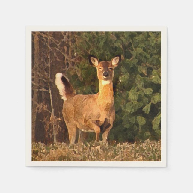 Serviette Jetable Cerf au lever du soleil (Devant)