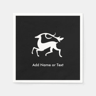 Serviette Jetable Cerfs communs stylisés de Noël blanc