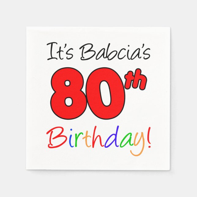 Serviette Jetable C'est le 80ème anniversaire de Babcia serviettes d (Devant)