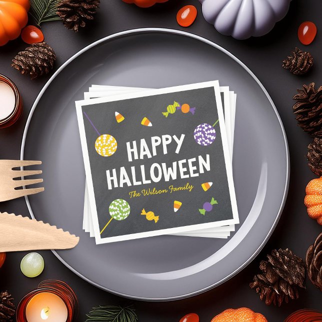 Serviette Jetable Chalkboard Créatures conviviales Joyeux Halloween (Créateur téléchargé)