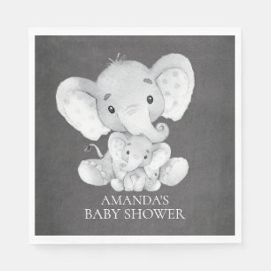 Serviette Jetable Chalkboard Elephant Boys Baby shower Papier Napkin