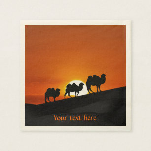 Serviette Jetable Chameaux au coucher du soleil