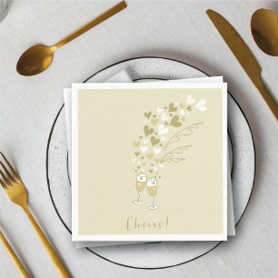 Serviette Jetable Champagne Doré Félicitations Fiançailles Mariage