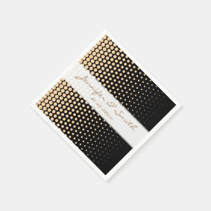 Serviette Jetable Champagne Pois Noir moderne