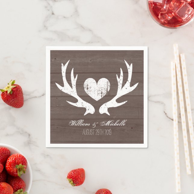 Serviette Jetable Chasse pays chic cerf chic mariage serviettes (En situation)